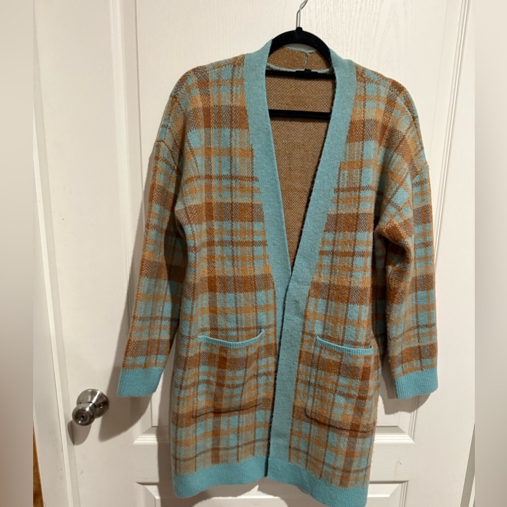 Talbots Brown and Blue wool blend cardigan
